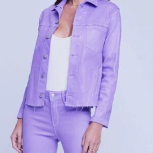 L'AGENCE Janelle Coated Denim Jacket Orchid Coated  Small
